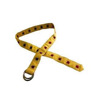 J. Mclaughlin Yellow Striped Lady Bug Fabric Belt Size M